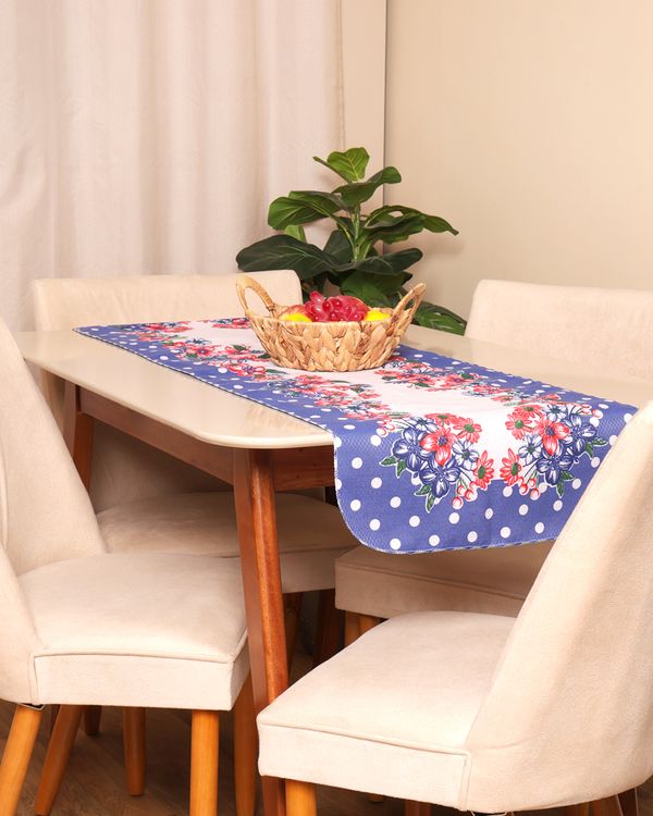 Trilho de Mesa 140cm X 40cm Estampado Azul UN