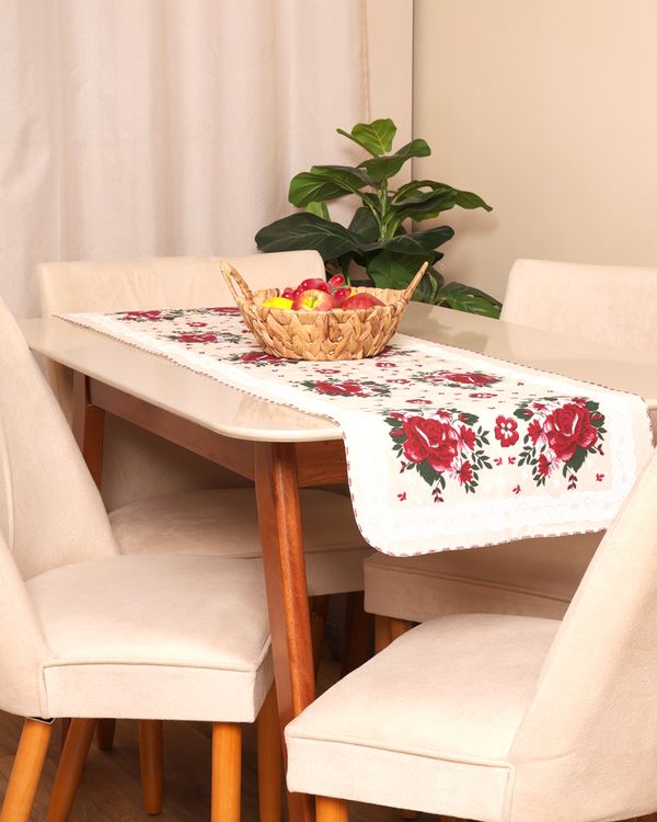 Trilho de Mesa 140cm X 40cm Estampado Bege UN