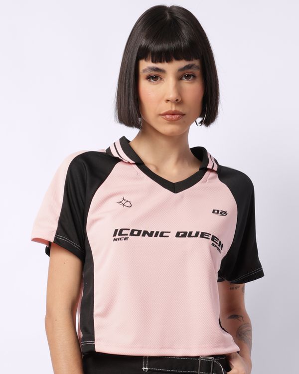 Camiseta Feminina Dry Fit Decote V Sports Rosa P