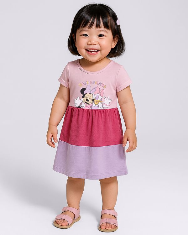 Vestido Bebê Três Marias Disney Minnie e Margarida Rosa 3