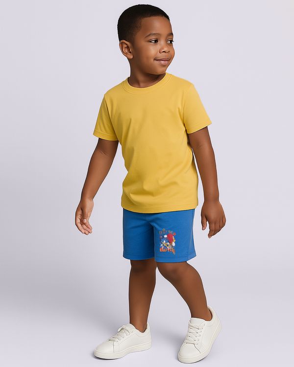 Bermuda Infantil Sonic Reta Moletinho Azul 6