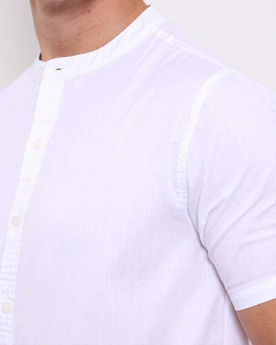 Camisa Masculina Manga Curta Com Botões Branca-1753989375179