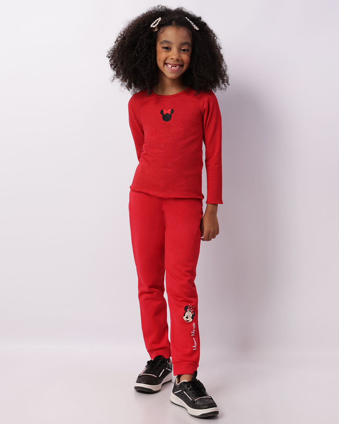 TROCAR FOTO - Calça Infantil Moletom Minnie Mouse Disney Vermelha-1754076242186