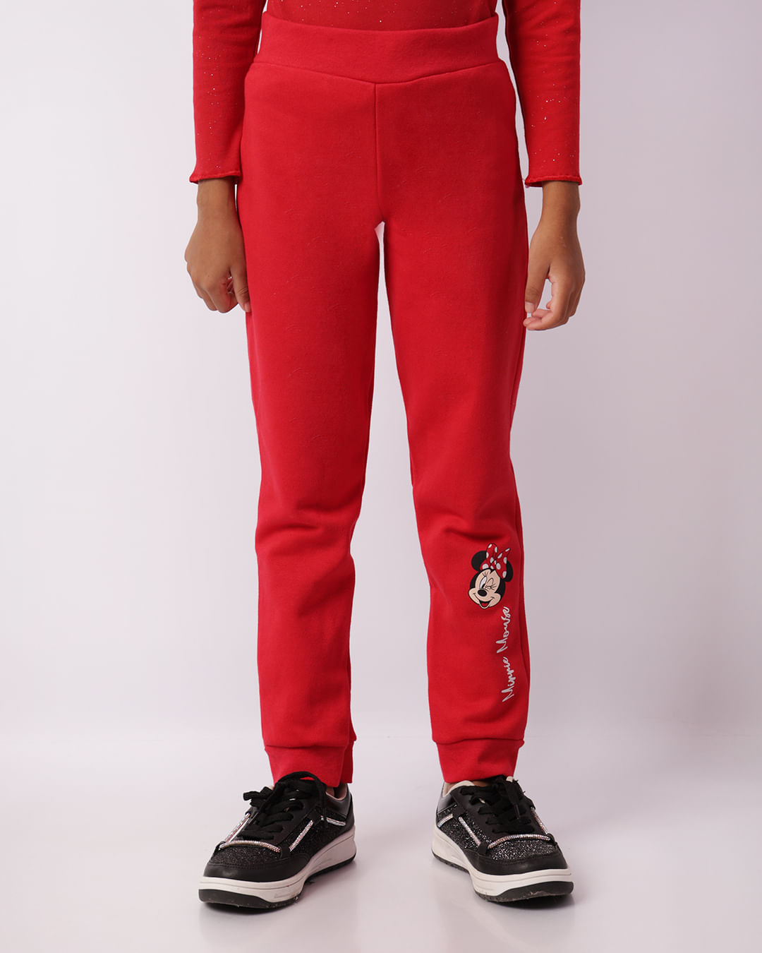 TROCAR FOTO - Calça Infantil Moletom Minnie Mouse Disney Vermelha-1754076307560