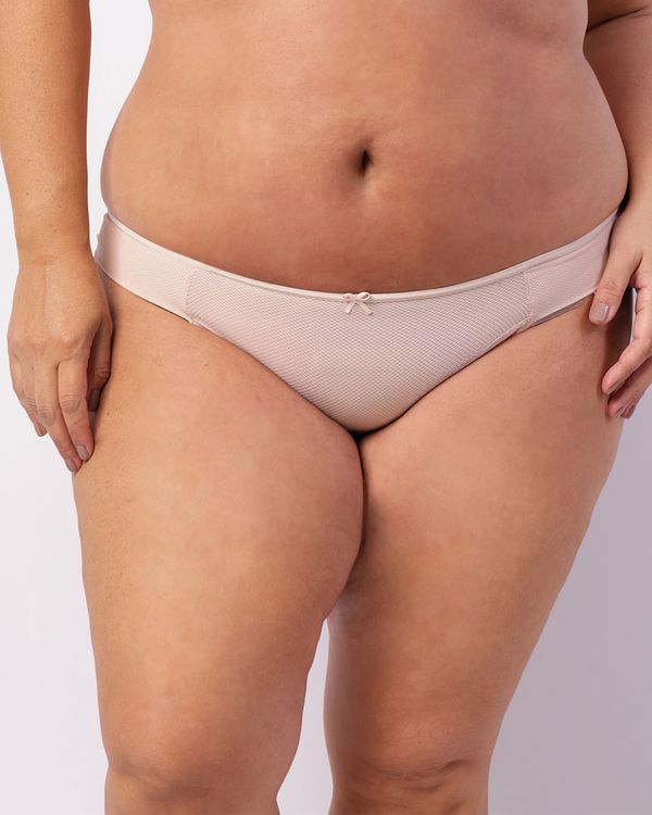 Calcinha Plus Size Feminina Biquíni Telada Bege 48