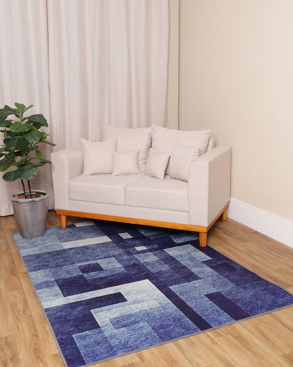 Tapete Crystal Velvet Camesa 140cm X 200cm Estampado Azul UN