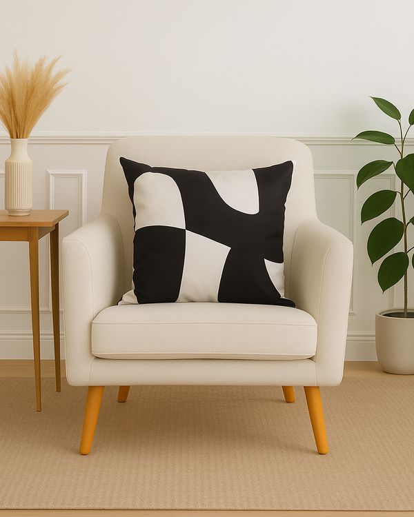 Almofada 40cm x 40cm Suede Estampada Branca UN