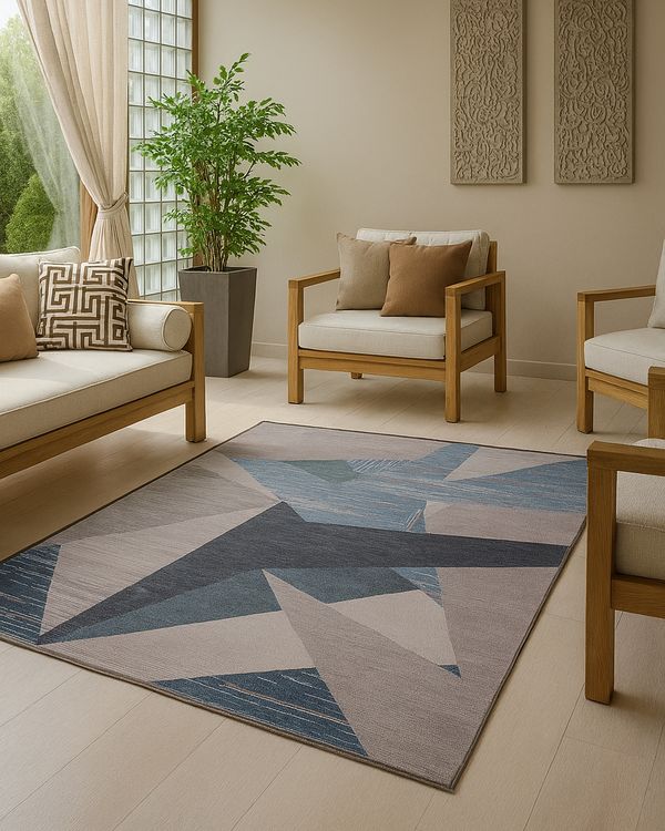 Tapete Crystal Velvet Camesa 140cm x 200cm Estampado Azul UN
