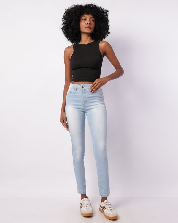 Calça Jeans Feminina Skinny Estonada Azul 40