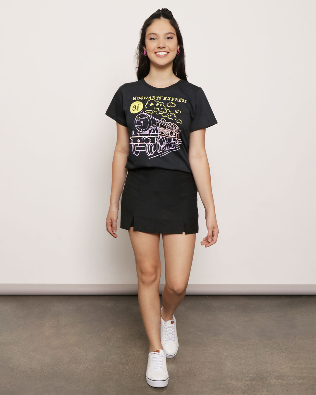 Blusa Juvenil Harry Potter Manga Curta Preta-1755189506488