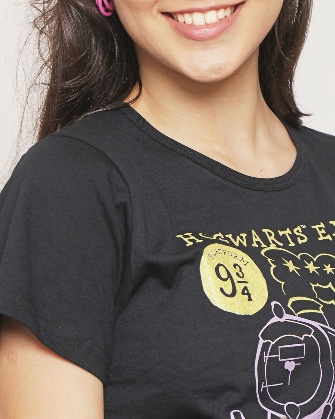 Blusa Juvenil Harry Potter Manga Curta Preta-1755189513793