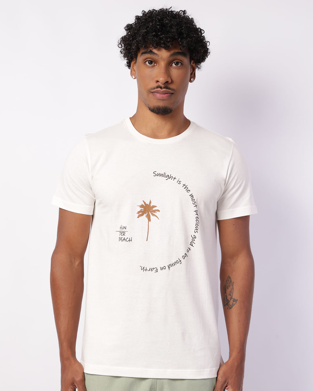 Camiseta Masculina Algodão com Estampa Manga Curta Off White