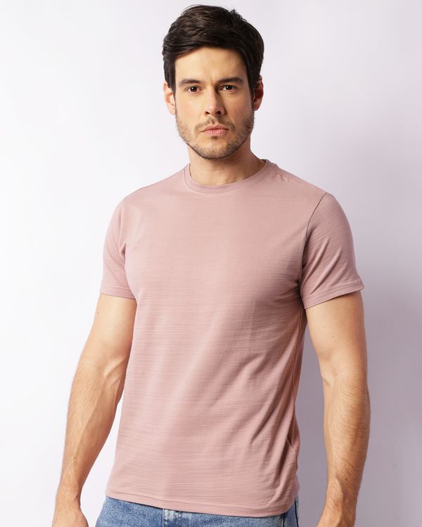 Camiseta Masculina Básica Mesclada Rosa GG