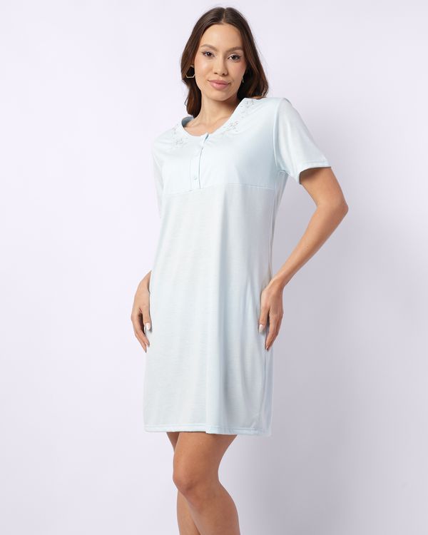 Camisola Feminina Curta com Bordado Botões Azul GG