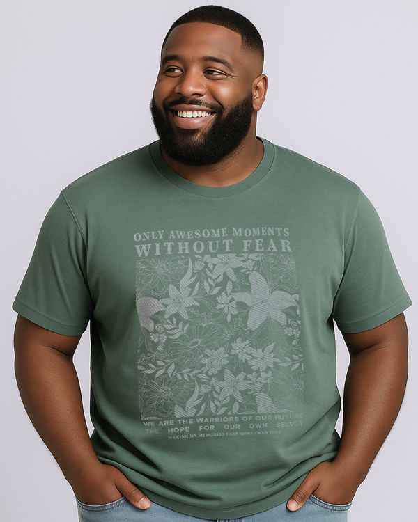 Camiseta Plus Size Masculina Algodão com Estampa Verde G2
