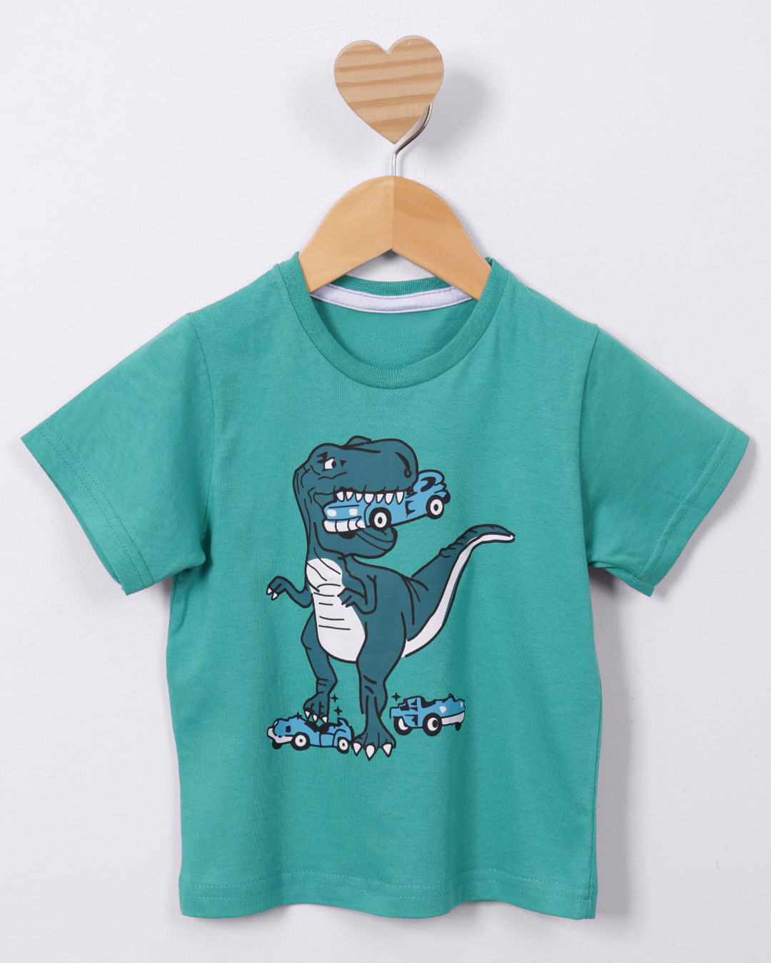 Camiseta Bebê Estampa Dinossauro Manga Curta Verde-1755613688499