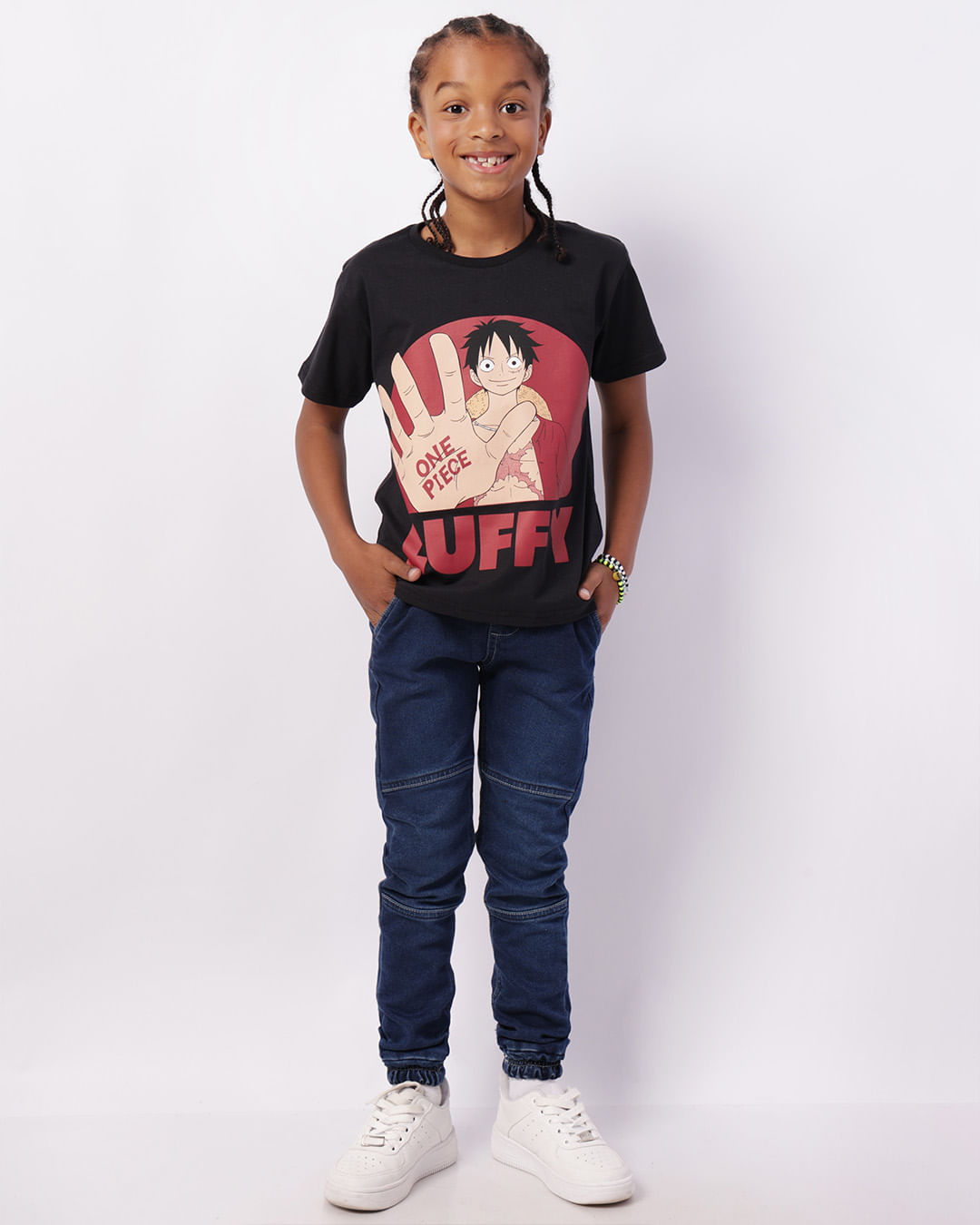 Camiseta Infantil Algodão Anime One Piece Manga Curta Preta-1755614639344