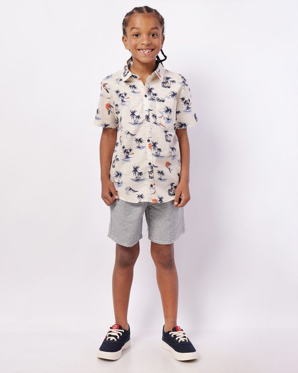Bermuda Infantil Reta com Bolsos Listrada Marinho 6