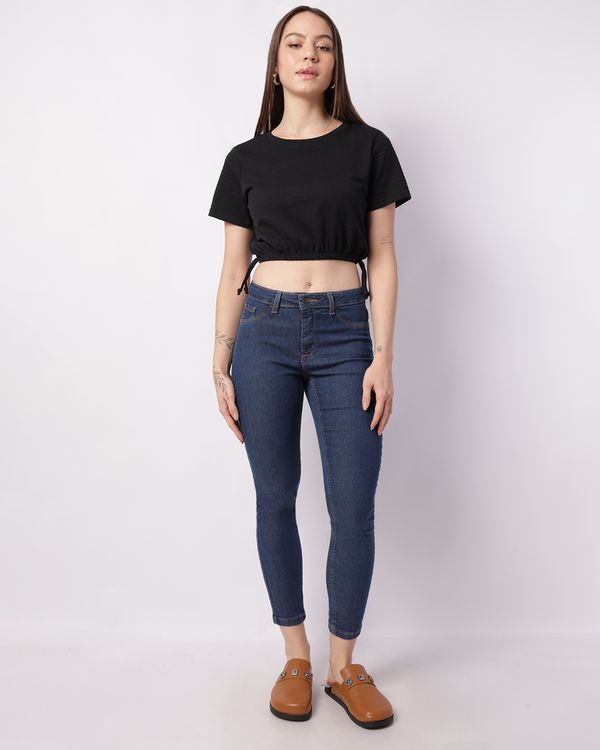 Calça Jeans Feminina Cigarrete com Bolsos Azul 36