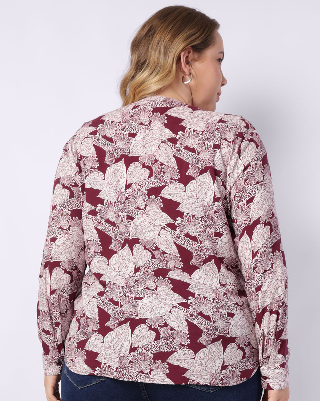 Camisa-Ml-Lisaest-Viscose---Vinho-Floral