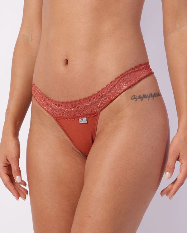 Calcinha Feminina String com Renda Terracota M