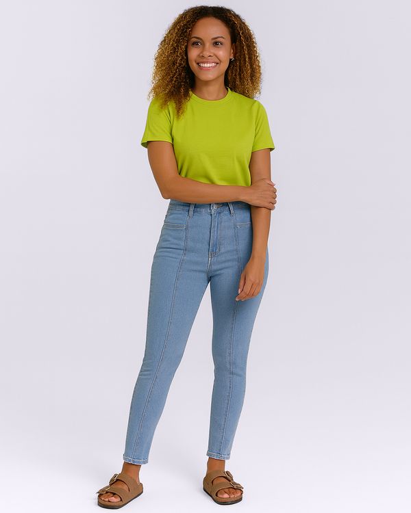 Calça Jeans Feminina Skinny com Bolsos Azul 38