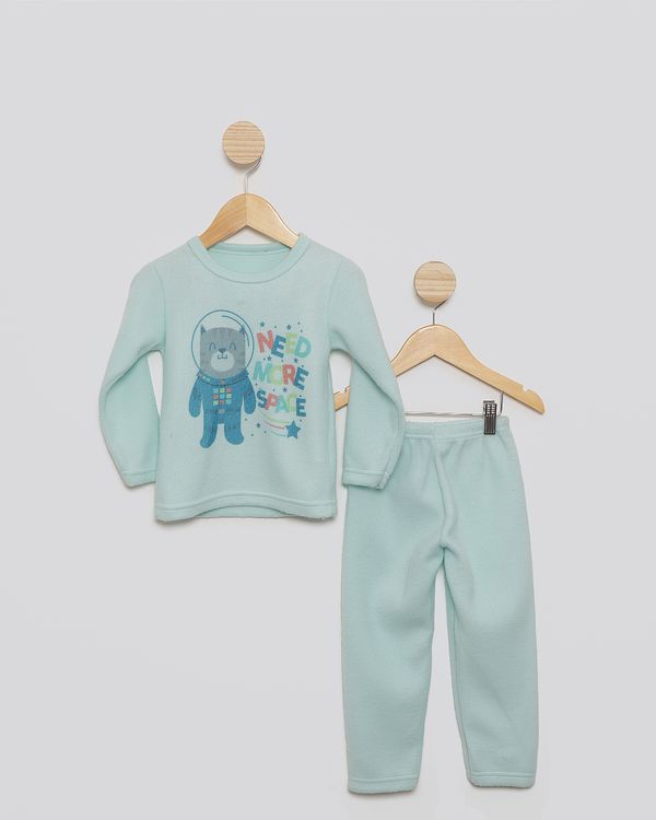 Pijama Bebê Soft Manga Longa Estampa Urso Espacial Verde 3