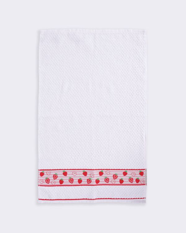 Pano de Copa Olinda Algodão 45cm x 70cm com Bordado Sortido Branco UN