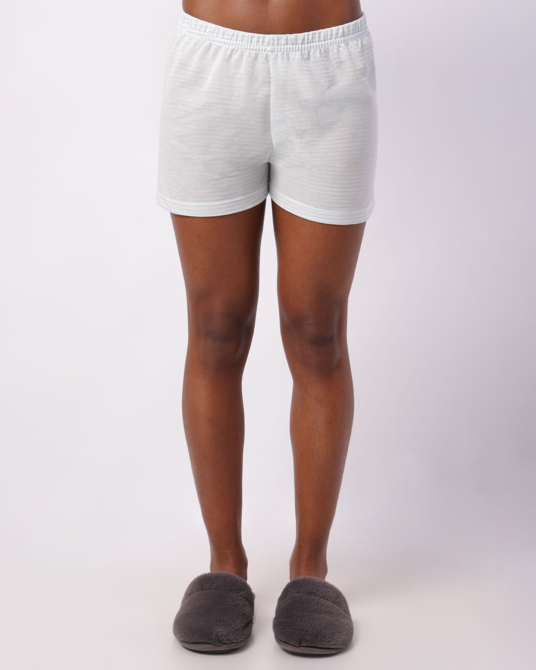 Pijama Feminino Curto Regata com Estampa Listrado Azul -1756737735664