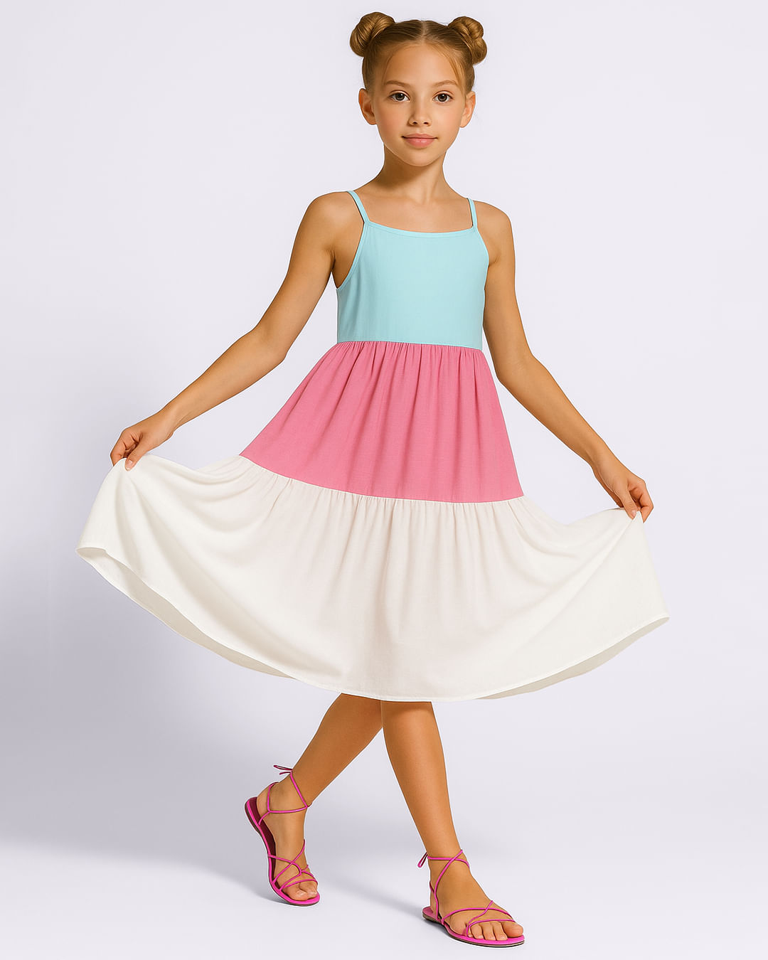 Vestido Juvenil Viscose Curto Três Marias Alcinha Azul -1756908664061