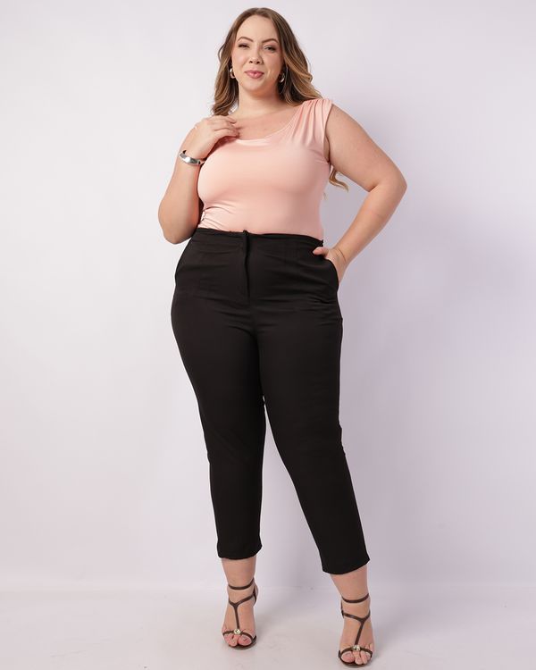 Body Plus Size Feminino Regata com Decote Canoa Rosa G2