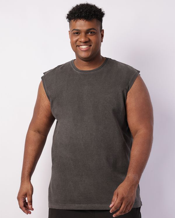 Regata Plus Size Masculina Moletinho Cinza G3