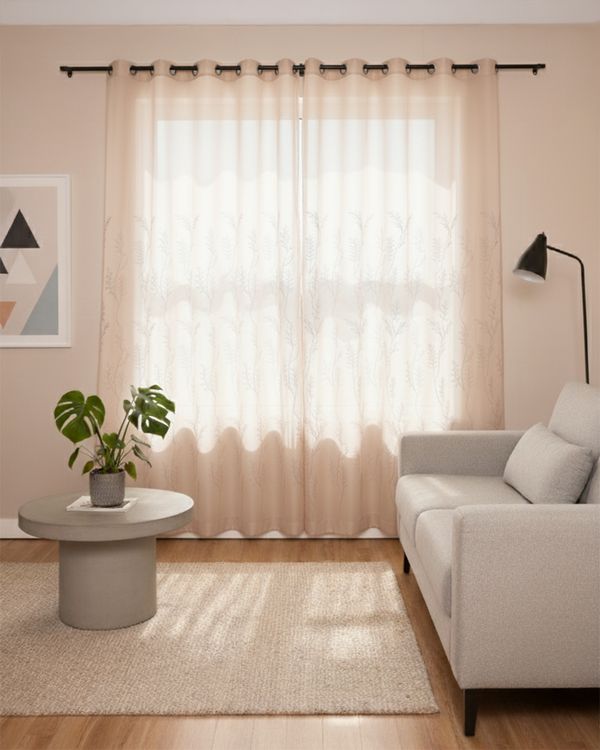 Cortina Bella Janela Duplex 300cm x 230cm com Bordado Bege UN