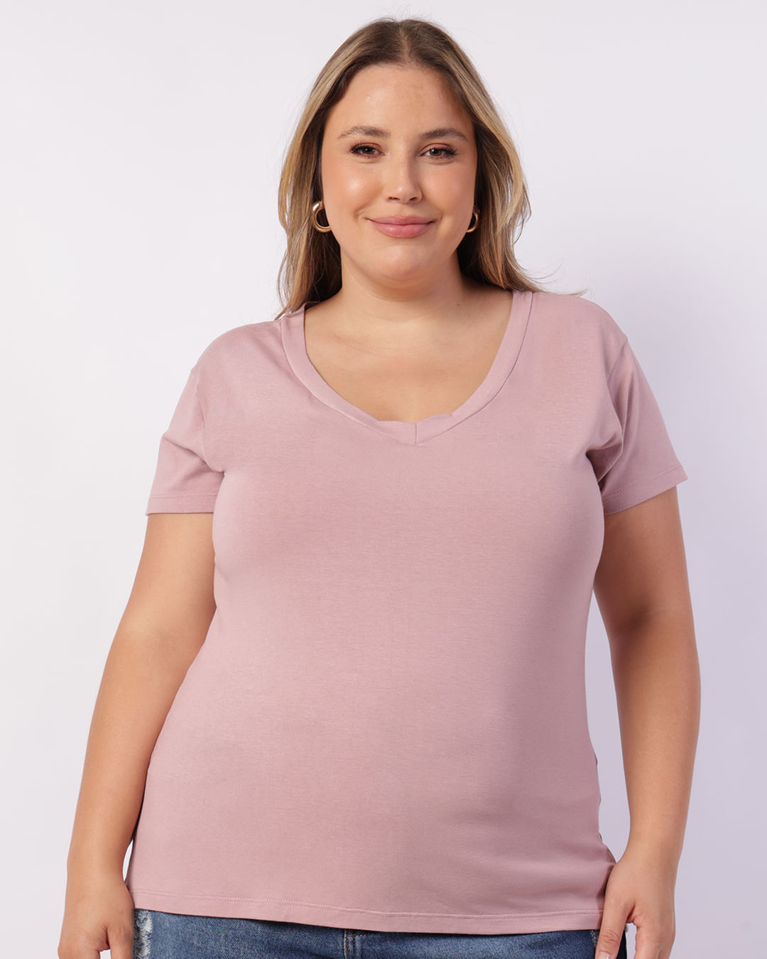 Tshirt-Decote-V-15307t-Rose---Rose