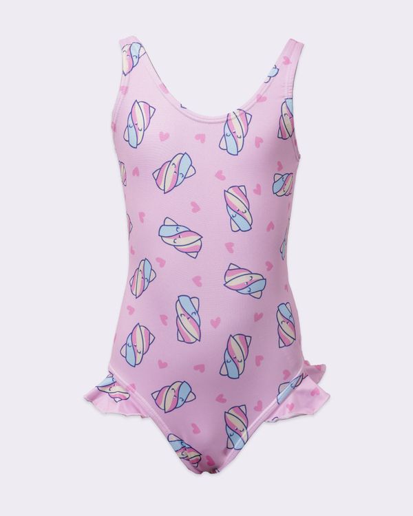 Maiô Infantil com Babados Estampado Rosa 4