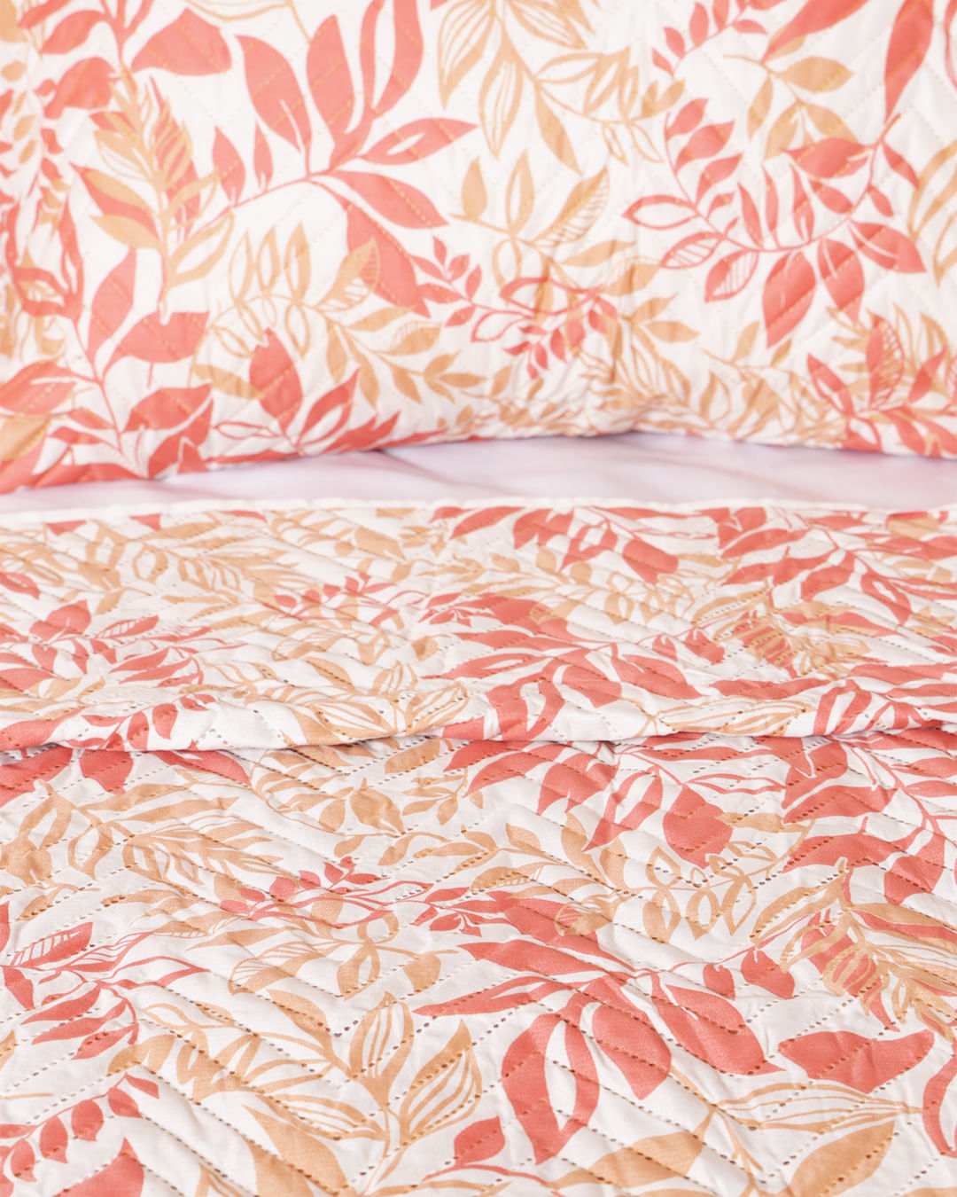 Kit-Colcha-Casal-Ultrassonica---Laranja-Floral