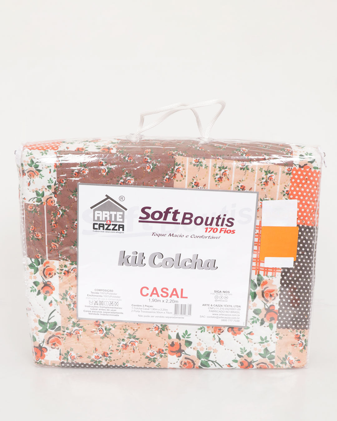 Kit-Colcha-Casal-Ultrassonica---Laranja-Geometrico