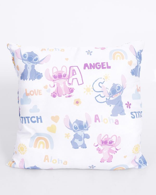 Almofada Infantil Disney Stitch e Angel 40cm x 40cm Estampada Azul UN