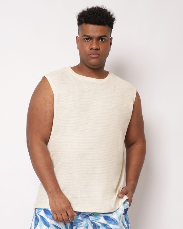Regata Plus Size Masculina Texturizada Off White G3