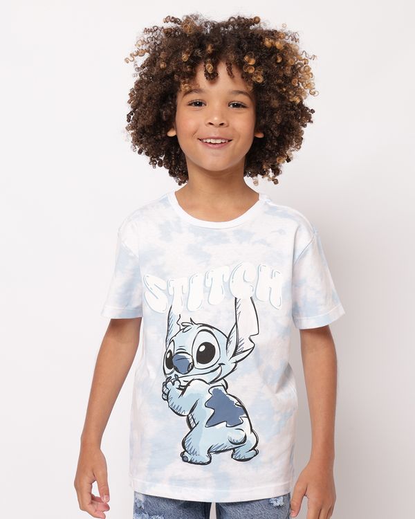 Camiseta Infantil Algodão Disney Stitch Tie-Dye Azul 10