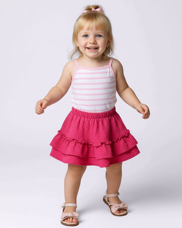 Regata Bebê Algodão com Listras Rosa 3
