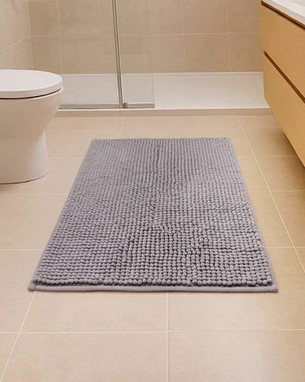 Tapete Banheiro 40cm x 60cm Bolinhas Felpudo Cinza UN