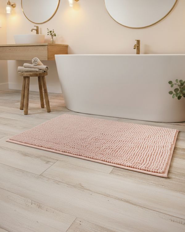 Tapete Banheiro 40cm x 60cm Bolinhas Felpudo Rosa UN