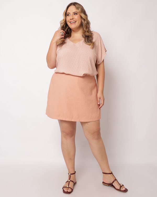 Short Saia Plus Size Feminino Curto Poliviscose Rosa G2