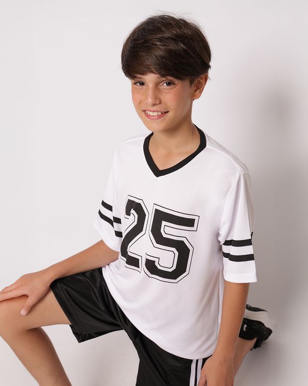 Camiseta Juvenil Dry Fit Esportiva Estampa 25 Manga Curta Branca 14