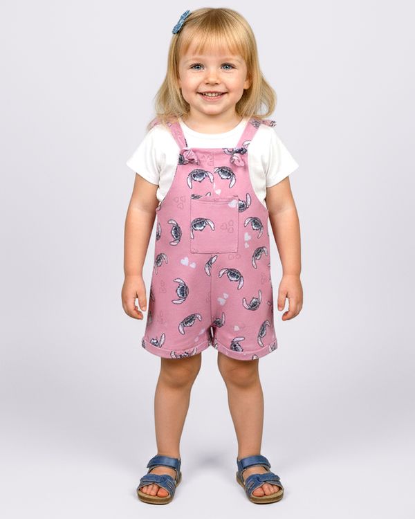Conjunto Jardineira Bebê Moletinho Disney Stitch Rosa 3