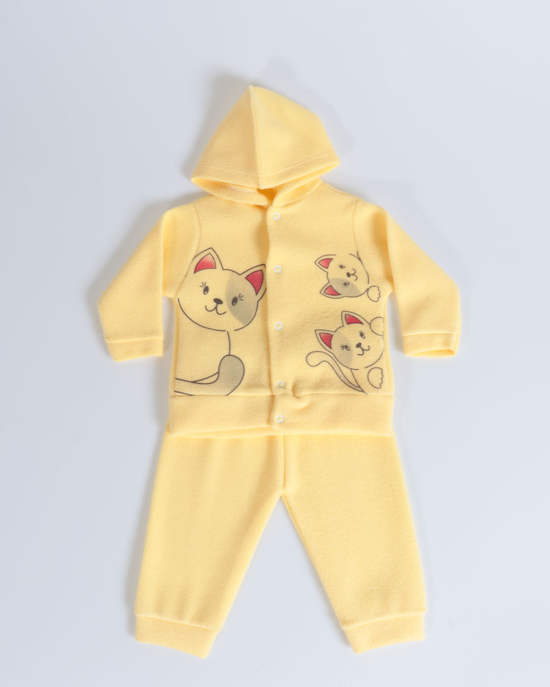 Conjunto Bebê de Soft Estampado Gatinhos Amarelo