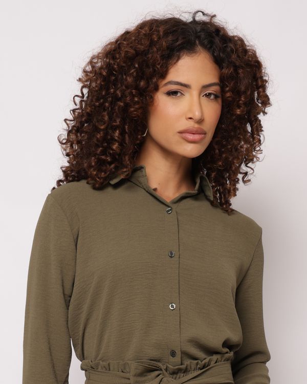 Camisa Feminina Berry & Co. Manga Longa Lisa Verde GG
