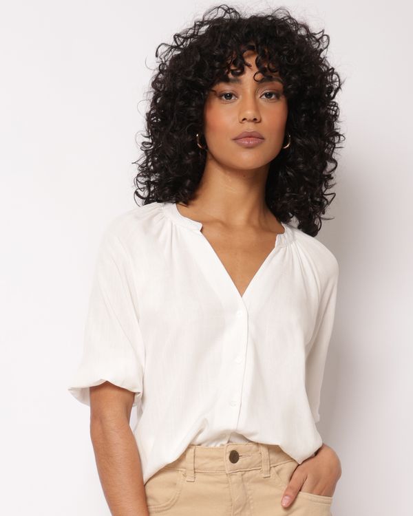 Camisa Feminina Viscose Berry & Co. Manga 3/4 Branca M