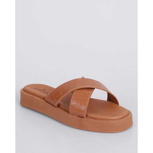 Sandália Feminina Flatform Donatta Tiras Cruzadas Marrom